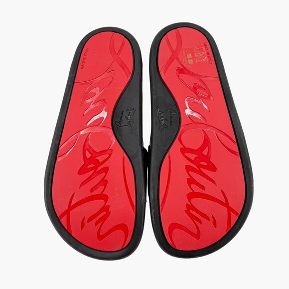 Christian Louboutin 'Navy Pool' Slide Sandals Size 37 US 7 Black Velvet Logo 26 - Picture 3 of 12